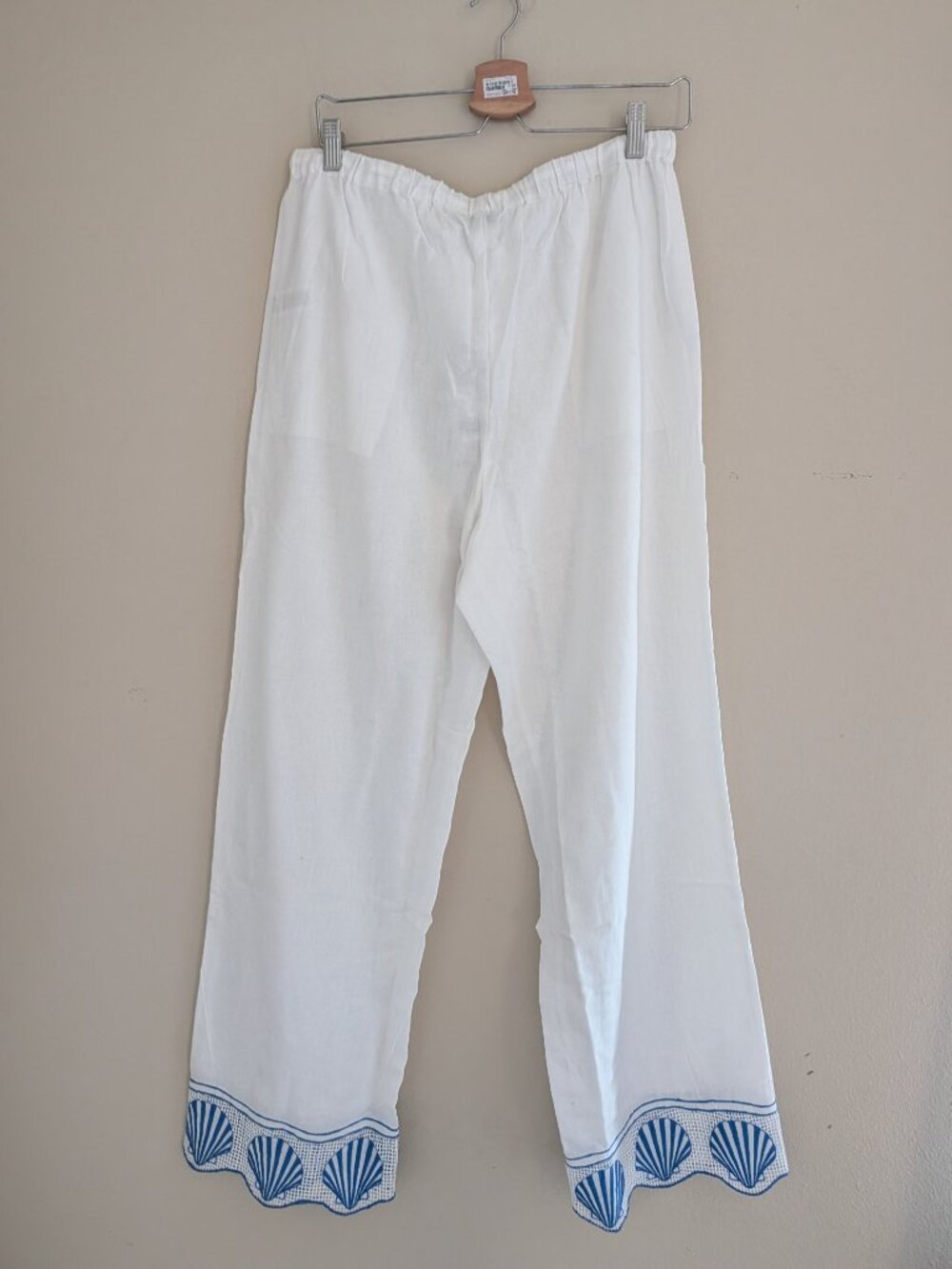 NWT Rails Tildi White Shell Embroidered Drawstring Wide Leg Pants Size Large - Picture 3 of 8